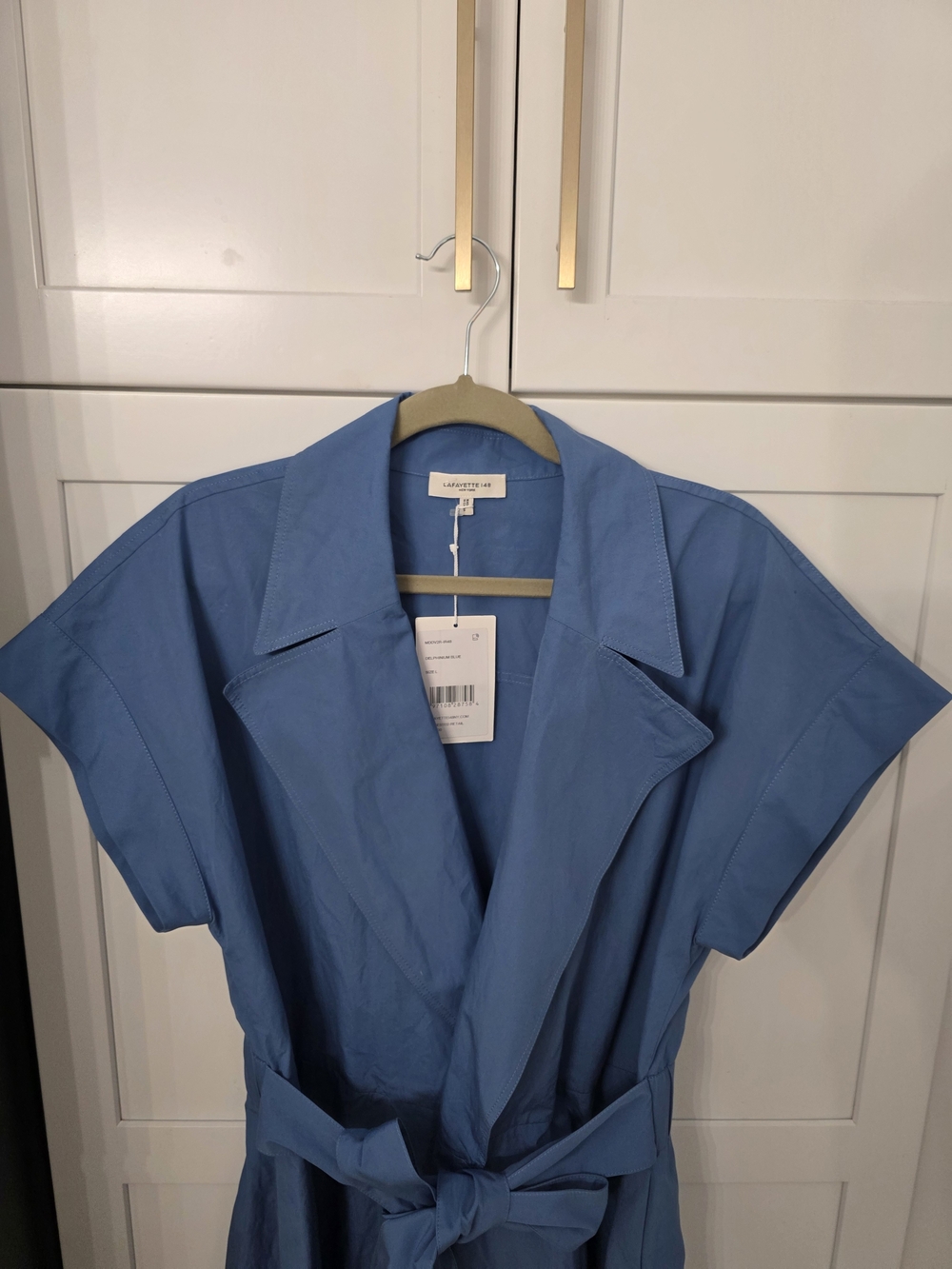 Lafayette 148 New York Sky-Blue Wrap Midi Dress with Tie Waist - Picture 3 of 7
